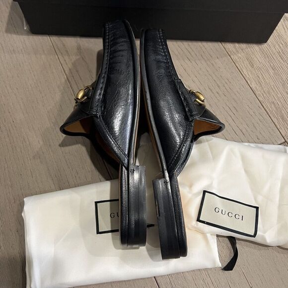 GUCCI Quentin Horsebit Mules Loafers Men\'s Open Roos Black Size 9 NEW main image 4